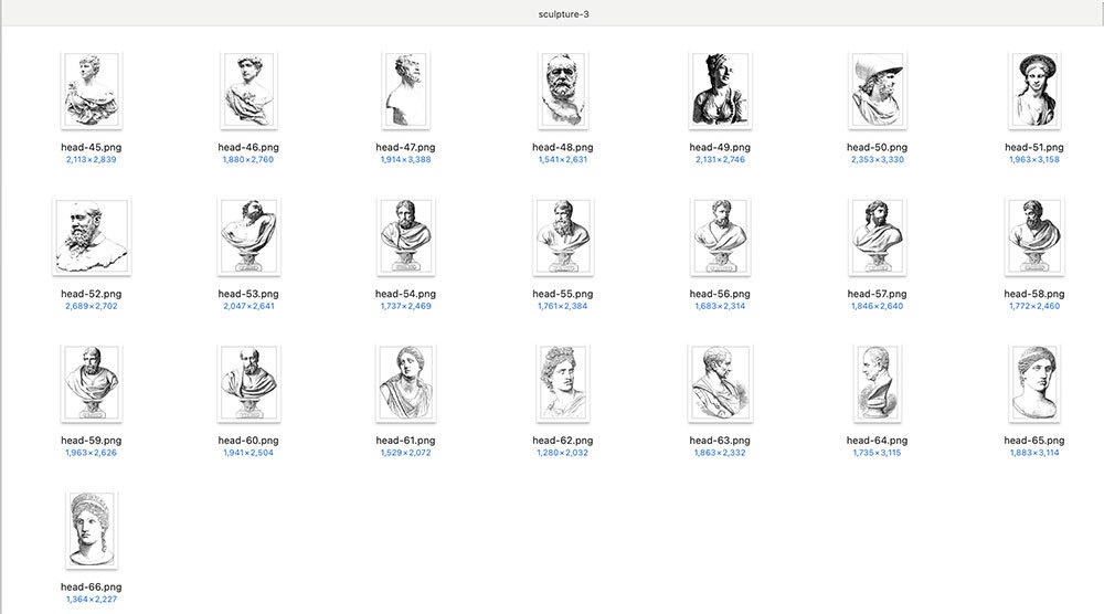 【Photoshopブラシ】Historic Sculuptures 歴史的な彫刻 83枚【png,abr】