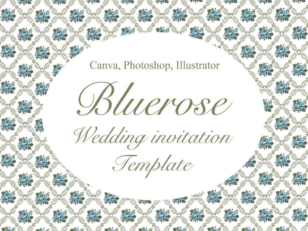 【Canva Photoshop Illustrator】Bluerose 結婚式の招待状【個人利用のみ】