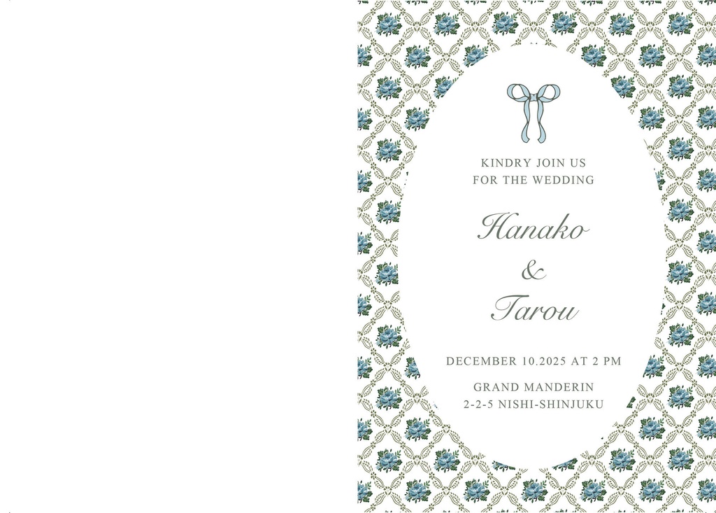 【Canva Photoshop Illustrator】Bluerose 結婚式の招待状【個人利用のみ】