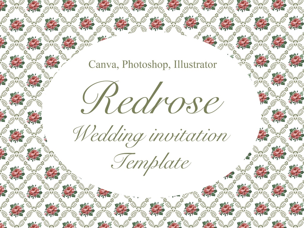 【Canva Photoshop Illustrator】Redrose 結婚式の招待状【個人利用のみ】