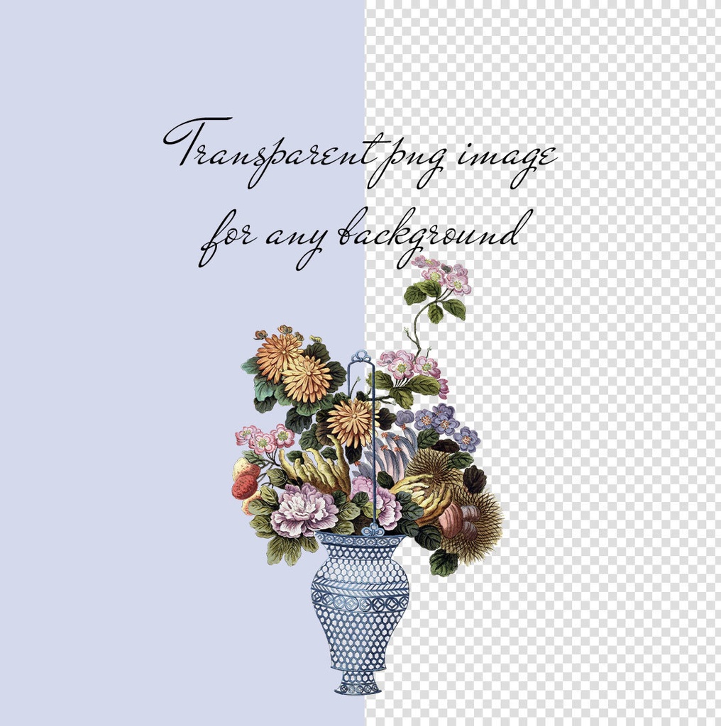 シノワズリの花 Chinoiserie flowers 128枚【png】