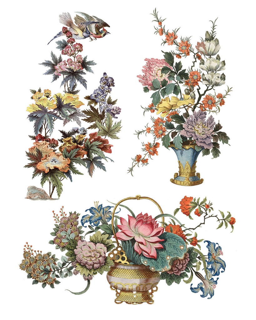 シノワズリの花 Chinoiserie flowers 128枚【png】