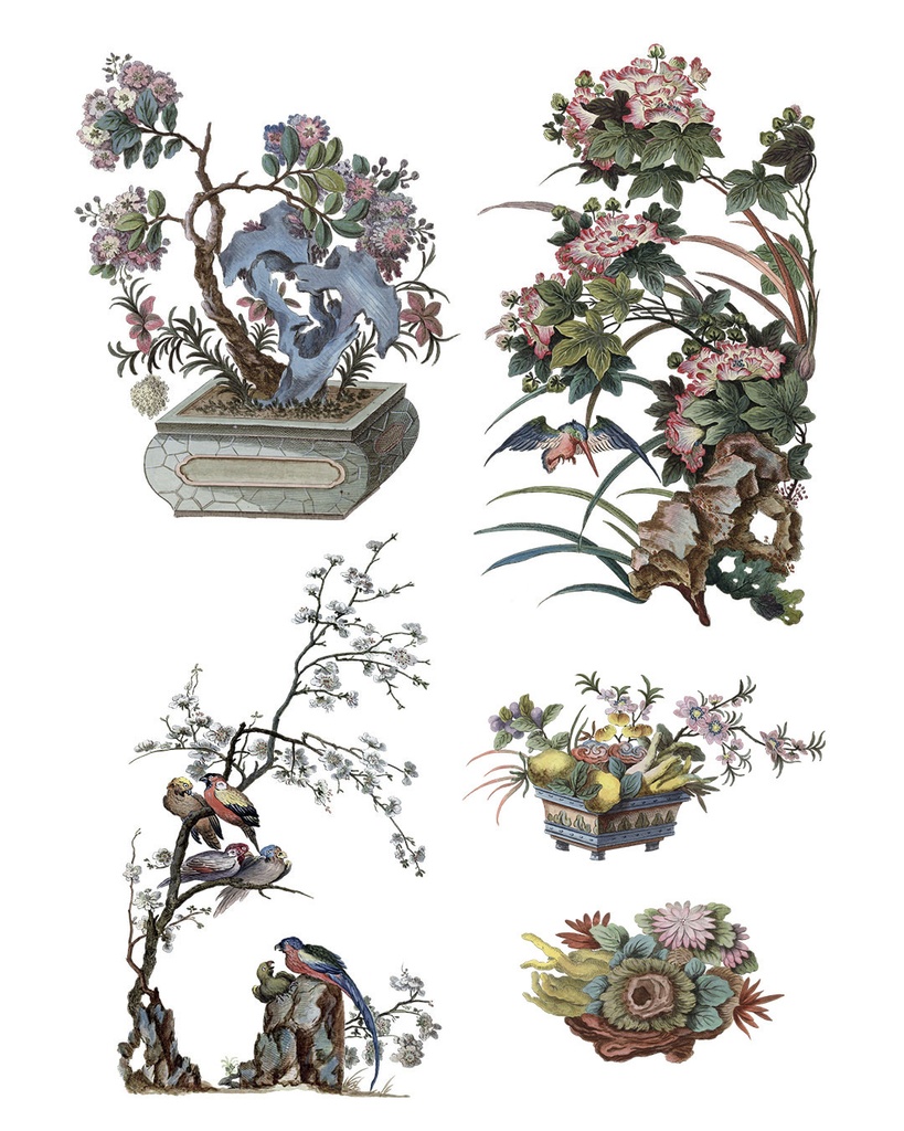 シノワズリの花 Chinoiserie flowers 128枚【png】