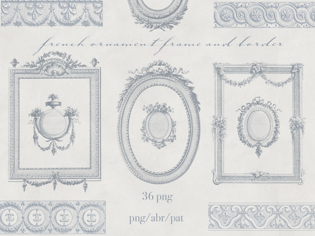 【Photoshopブラシ・パターン】French ornament frame and border フレンチオーナメントフレームアンドボーダー