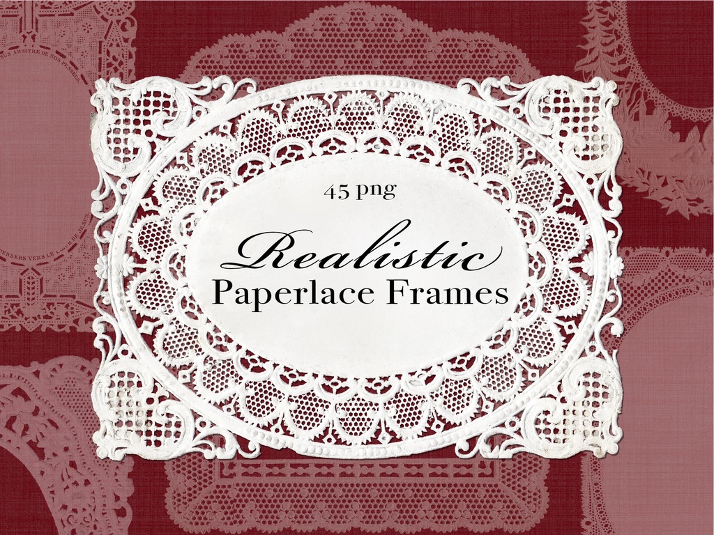 リアルなペーパーレースフレーム Realistic paperlace frames【透過png】