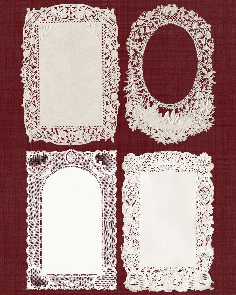 リアルなペーパーレースフレーム Realistic paperlace frames【透過png】
