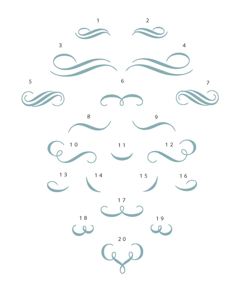 【ベクター】calligraphic flourishes カリグラフィフローリッシュと小さな挿絵とフレーム【png,ai,eps,pdf】
