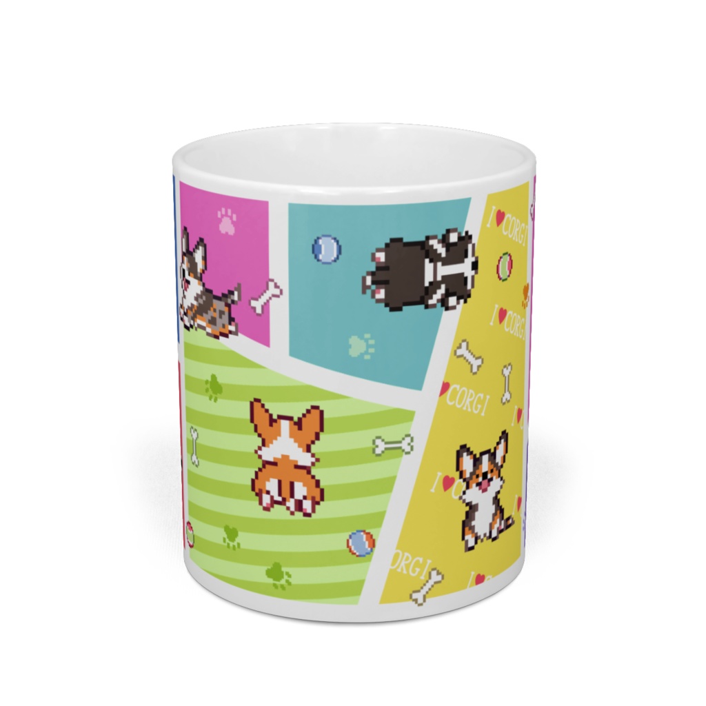 POCHI☆CORGI【マグカップ (ブライトカラー/カーディガン) 】