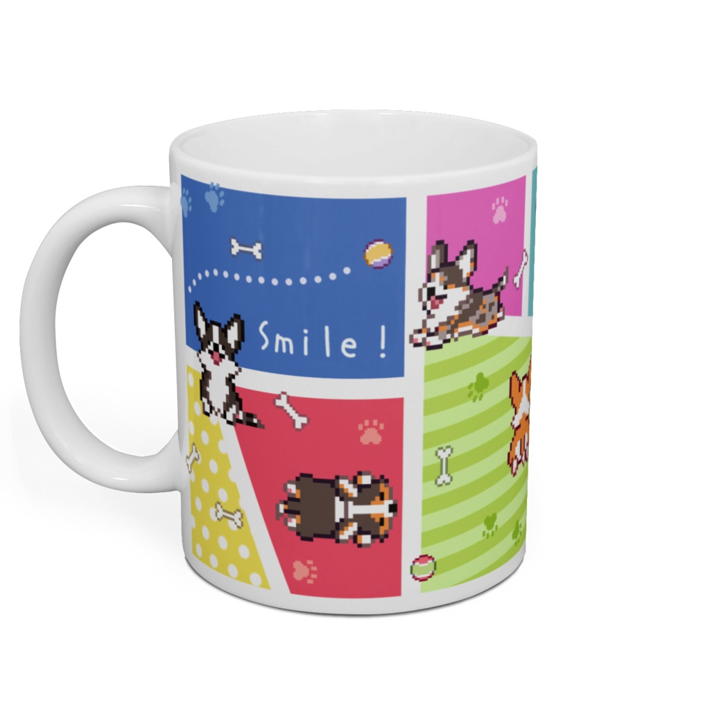 POCHI☆CORGI【マグカップ (ブライトカラー/カーディガン) 】