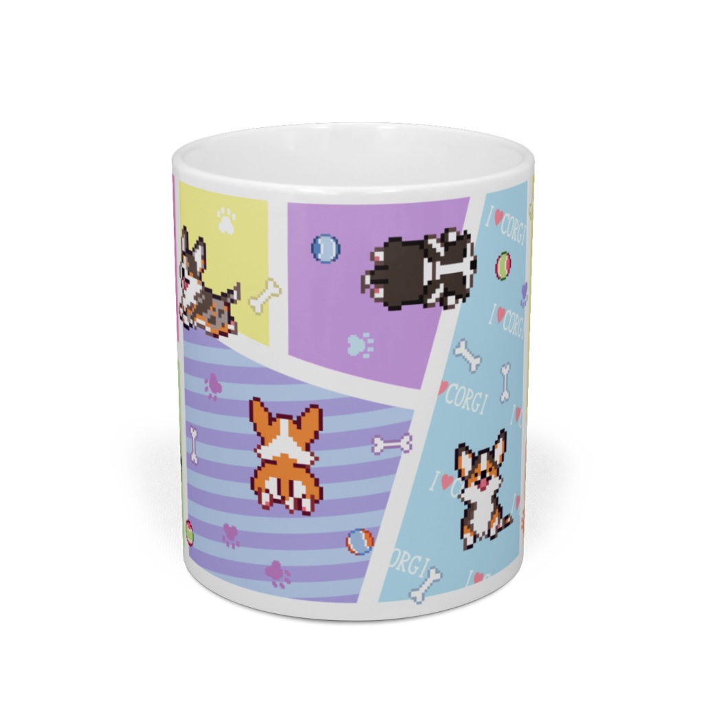 POCHI☆CORGI【マグカップ (パステルカラー/カーディガン) 】