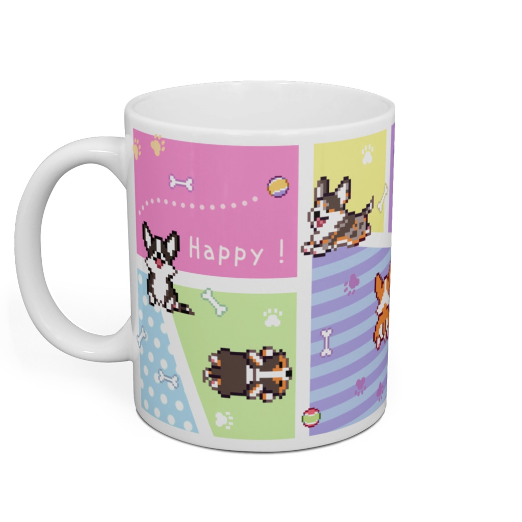 POCHI☆CORGI【マグカップ (パステルカラー/カーディガン) 】