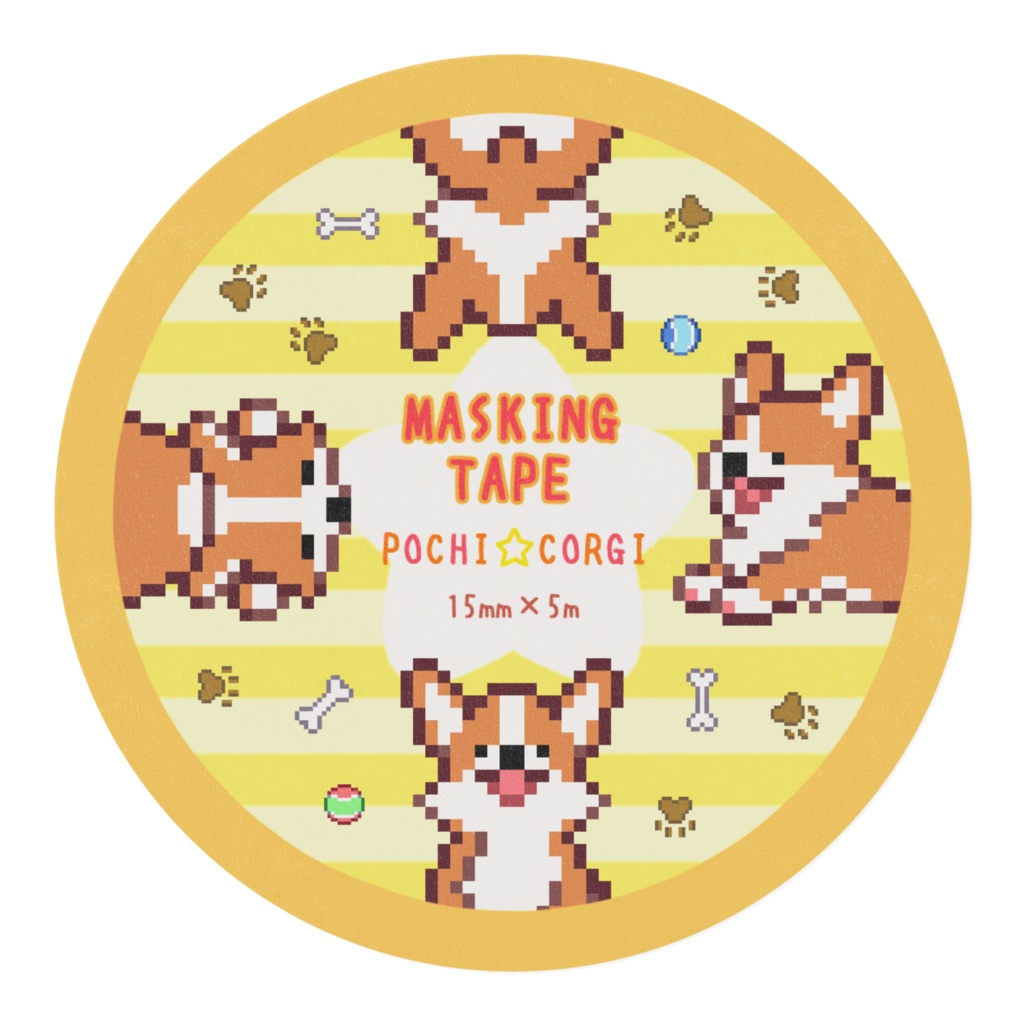 POCHI☆CORGI【マスキングテープ (レッド/ペンブローク) 】