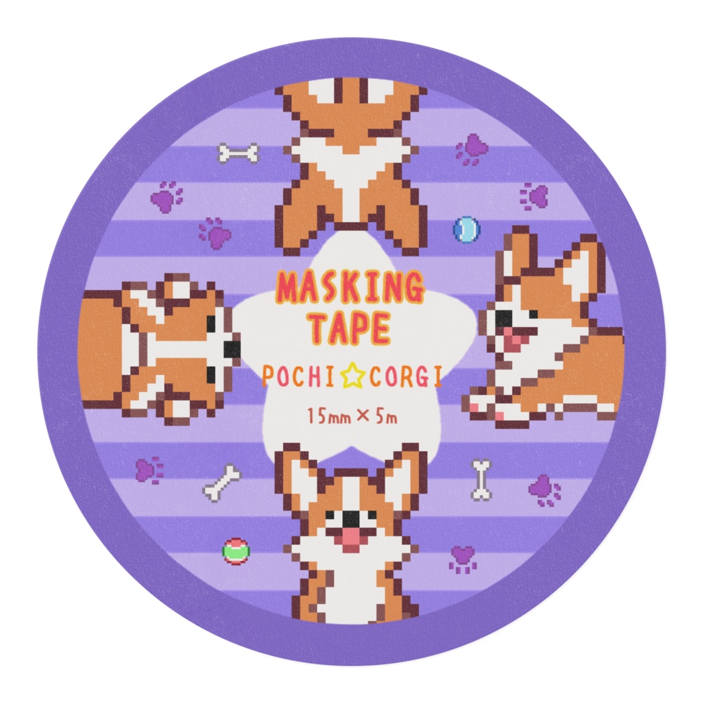 POCHI☆CORGI【マスキングテープ (レッドホワイト/カーディガン) 】
