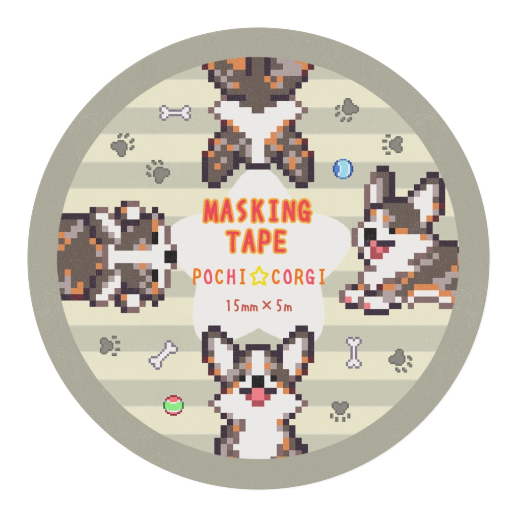 POCHI☆CORGI【マスキングテープ (ブルーマール/カーディガン) 】