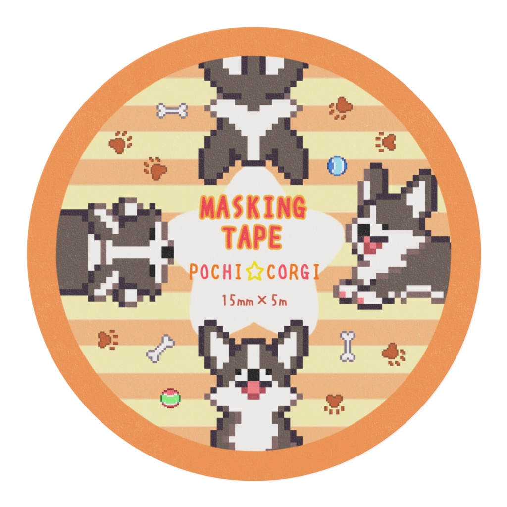 POCHI☆CORGI【マスキングテープ (ブラックホワイト/カーディガン) 】