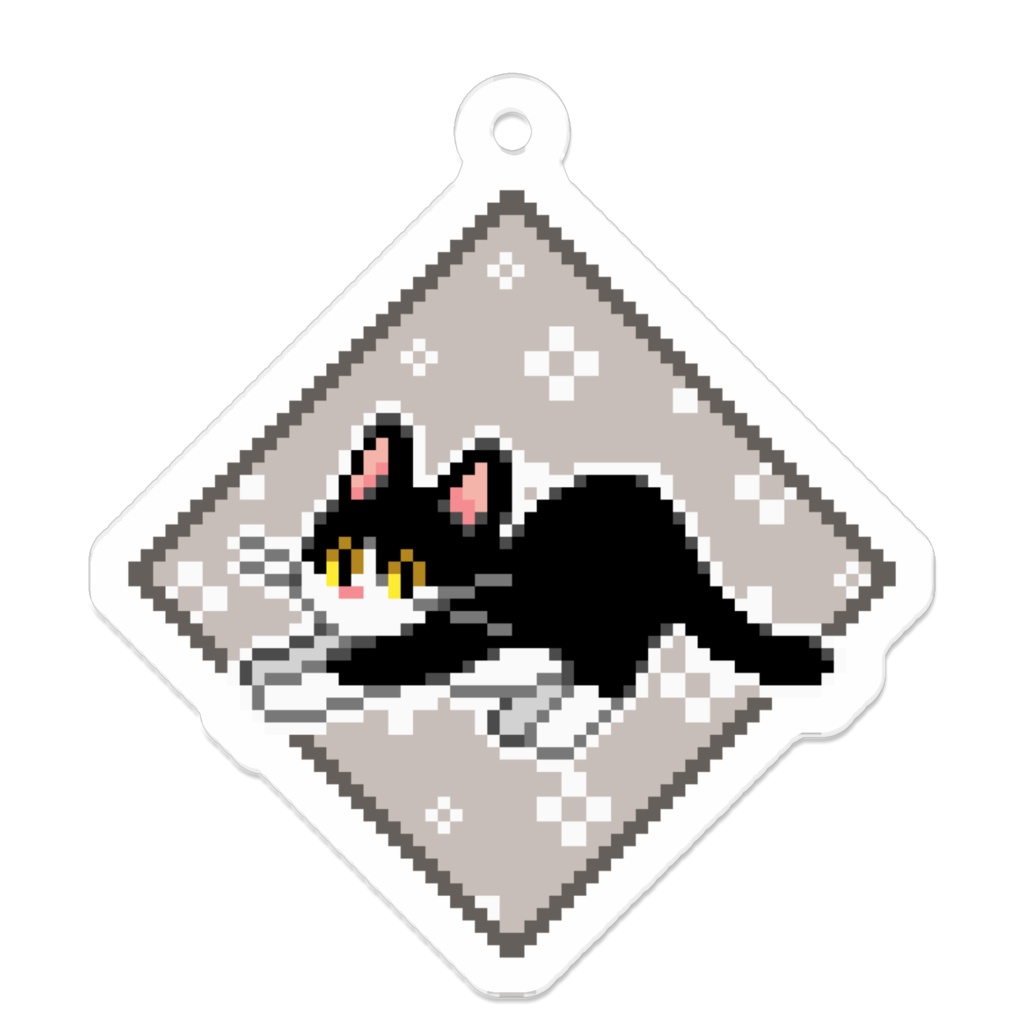 ぽちねこパッチワーク A2【アクリルキーホルダー (ブラック) 】