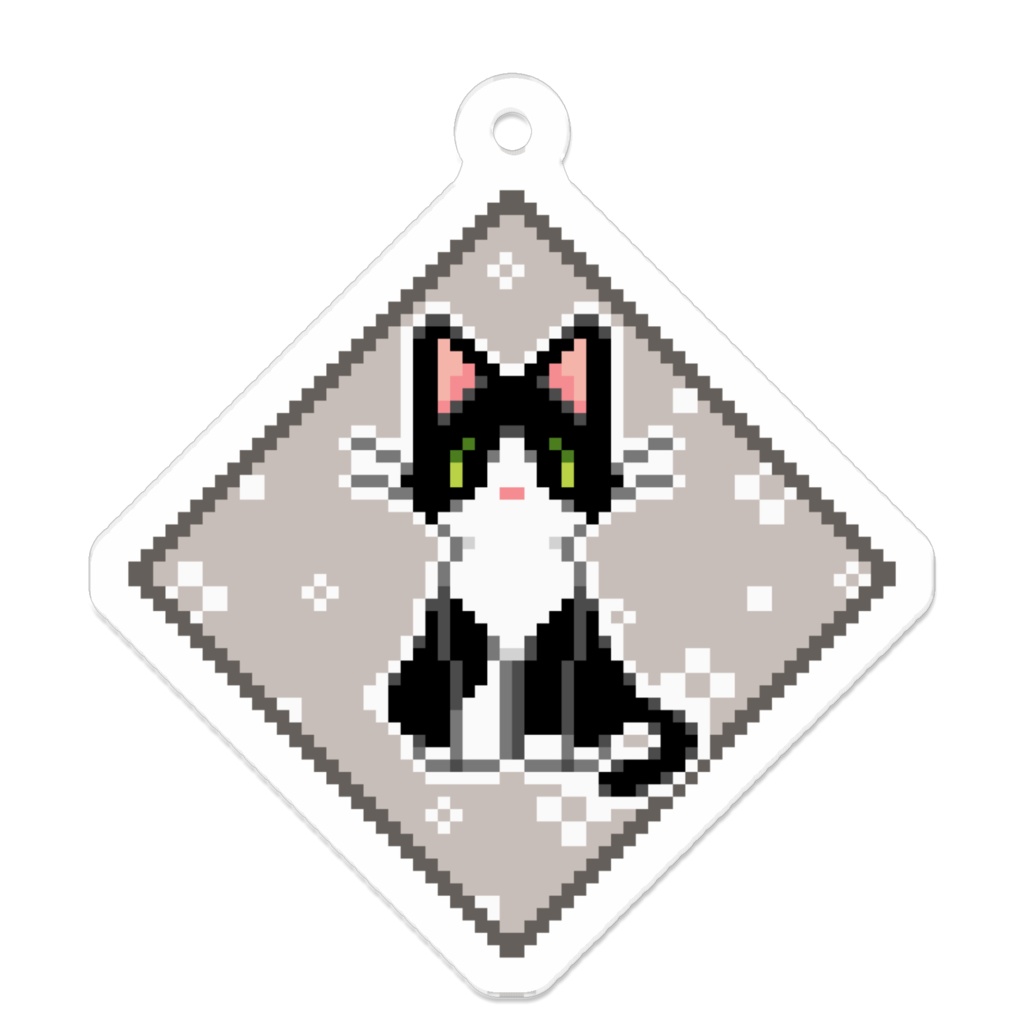 ぽちねこパッチワーク C1【アクリルキーホルダー (ブラック) 】