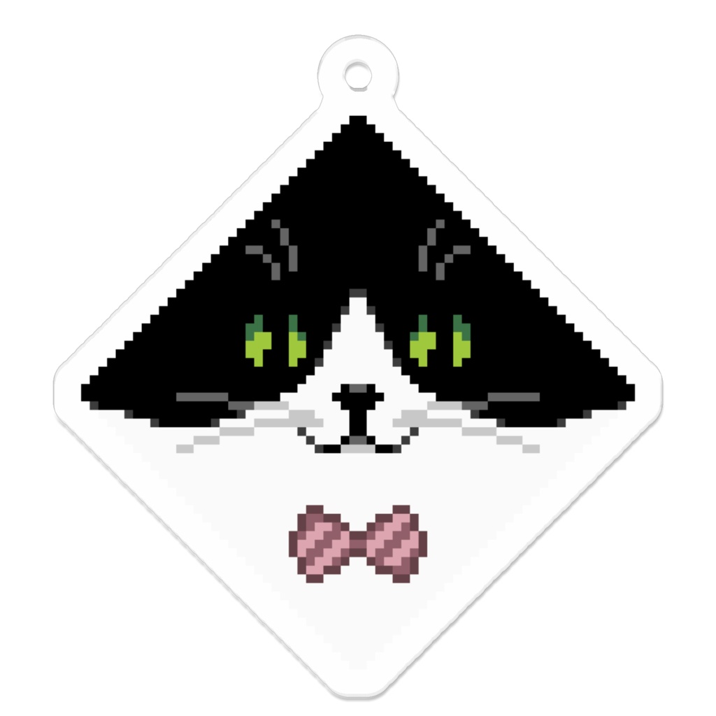 ぽちねこパッチワーク E1【アクリルキーホルダー (ブラック) 】