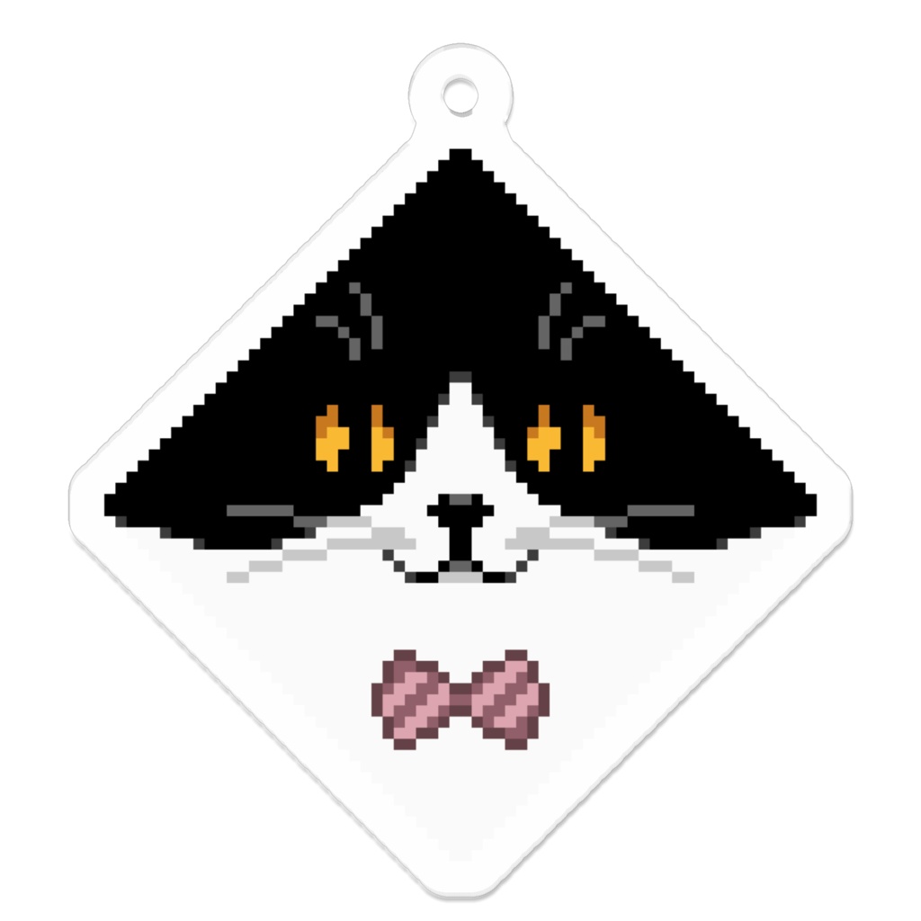 ぽちねこパッチワーク E2【アクリルキーホルダー (ブラック) 】