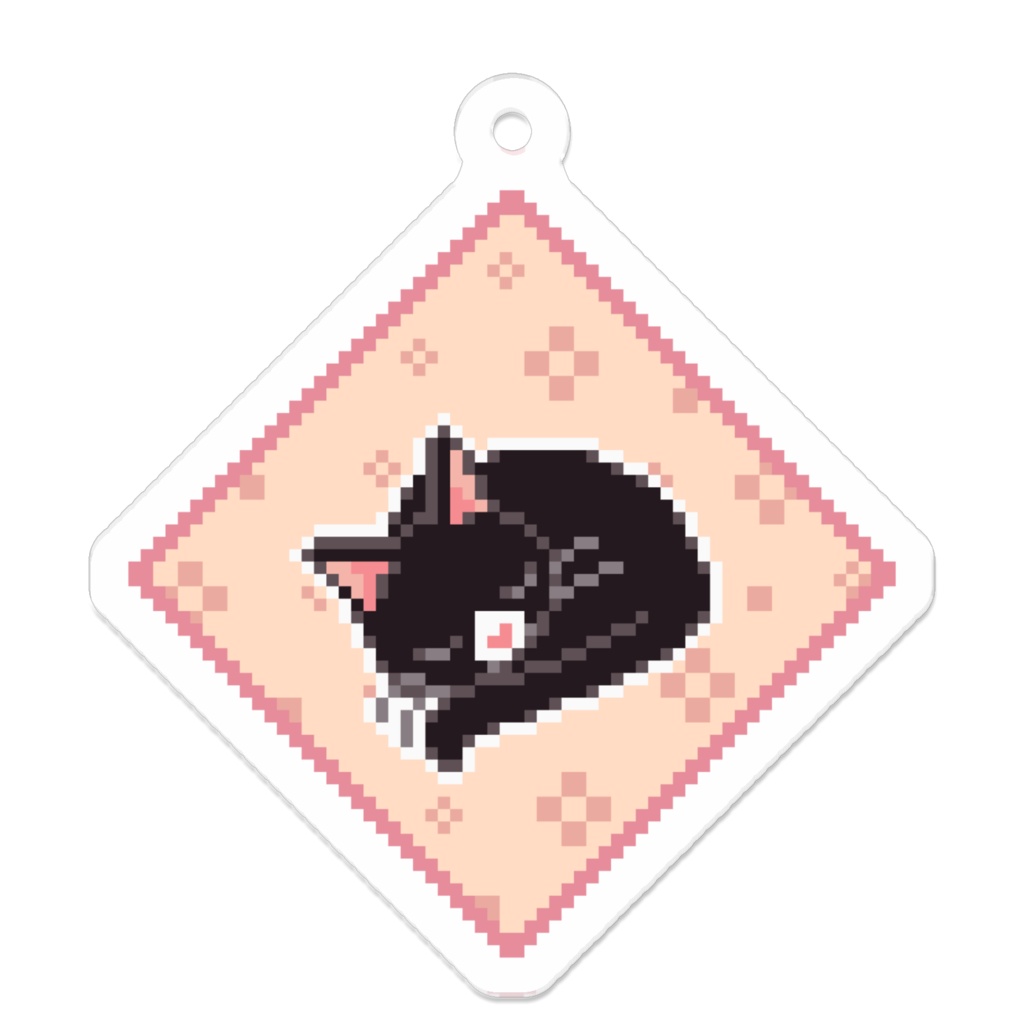ぽちねこパッチワーク B【アクリルキーホルダー (ピンク) 】