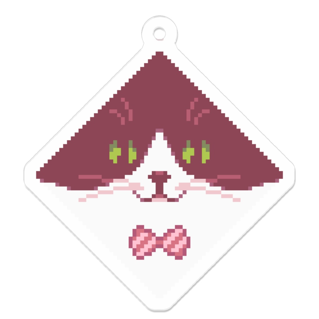 ぽちねこパッチワーク E1【アクリルキーホルダー (ピンク) 】