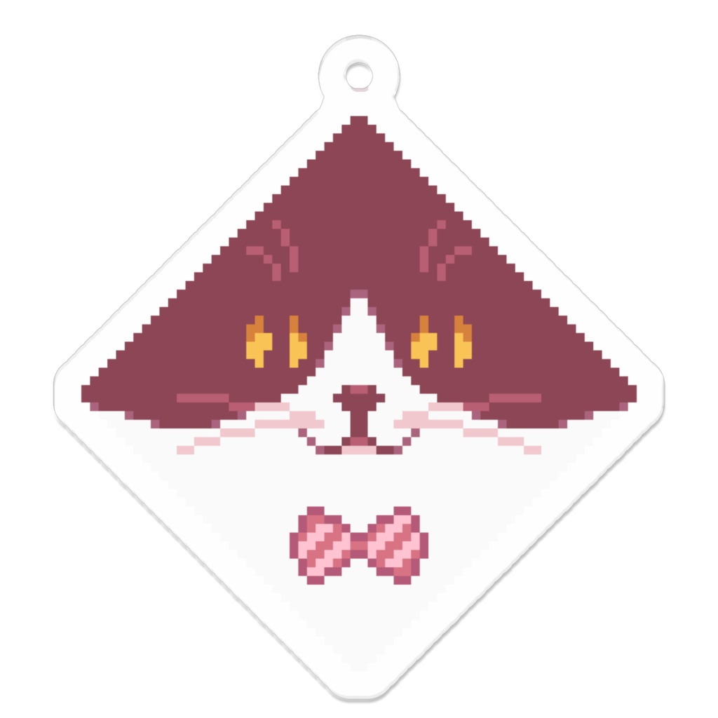 ぽちねこパッチワーク E2【アクリルキーホルダー (ピンク) 】