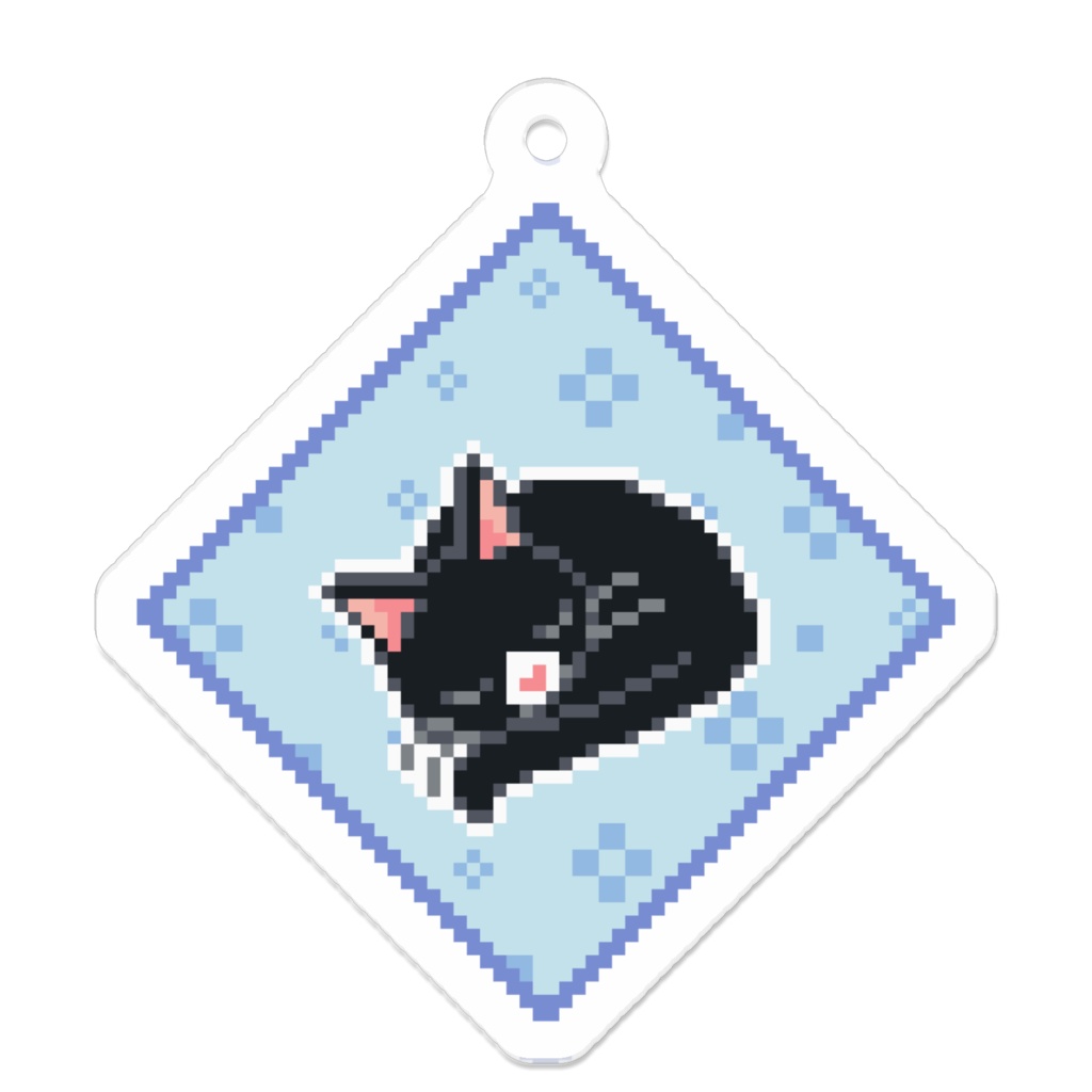 ぽちねこパッチワーク B【アクリルキーホルダー (ブルー) 】