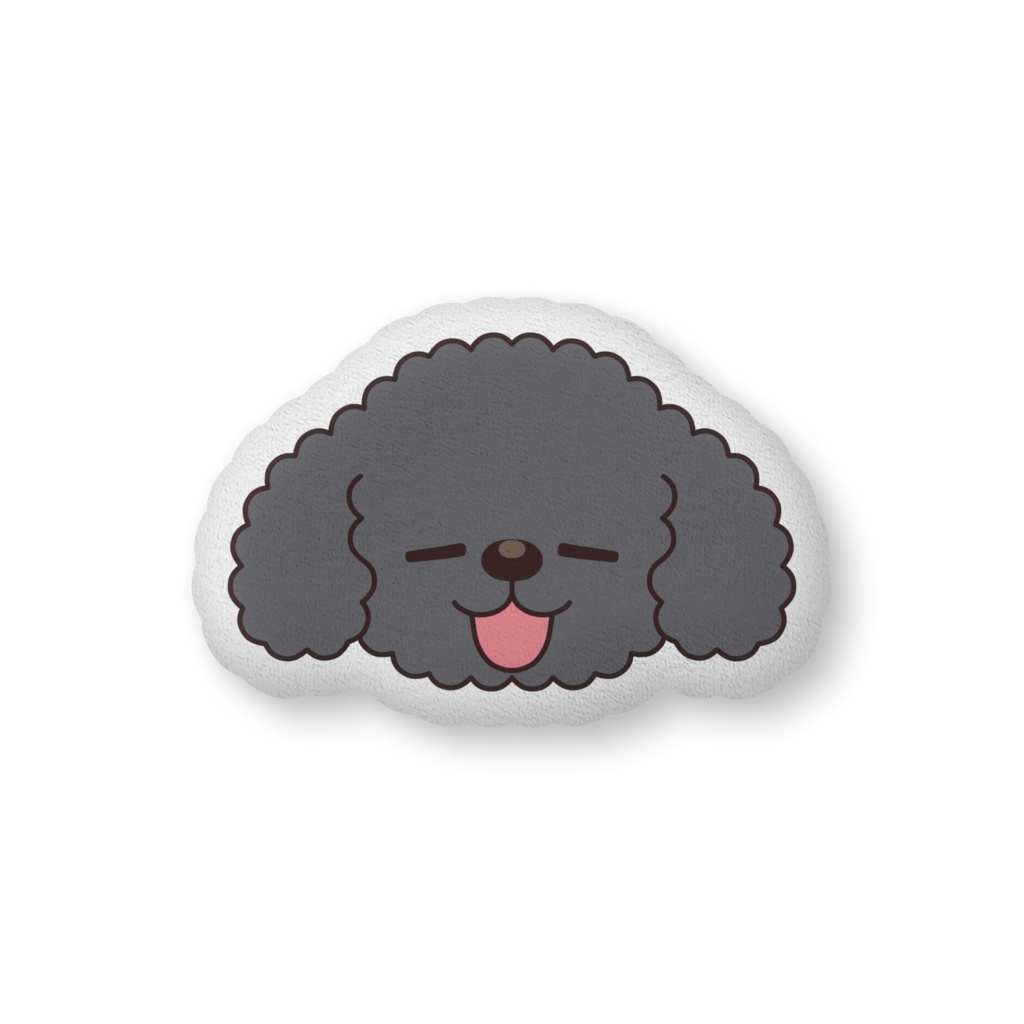 ふかふか☆プードルフェイス【ふかふかクッション (ブラック) 】