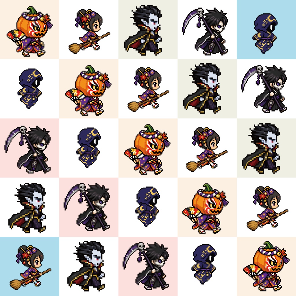 和風ハロウィン|デジタルペーパー&和柄素材セット|Japanese Halloween