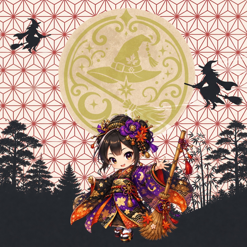和風ハロウィン|デジタルペーパー&和柄素材セット|Japanese Halloween