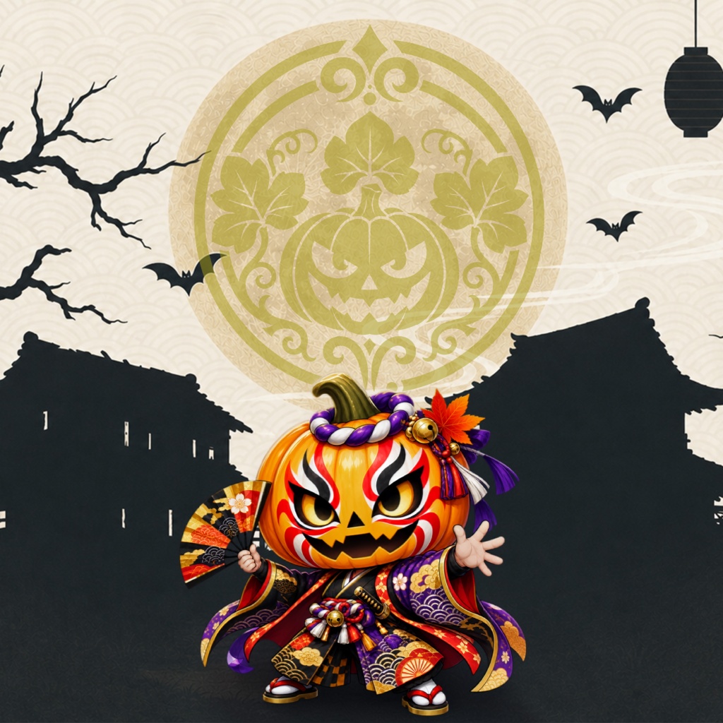 和風ハロウィン|デジタルペーパー&和柄素材セット|Japanese Halloween