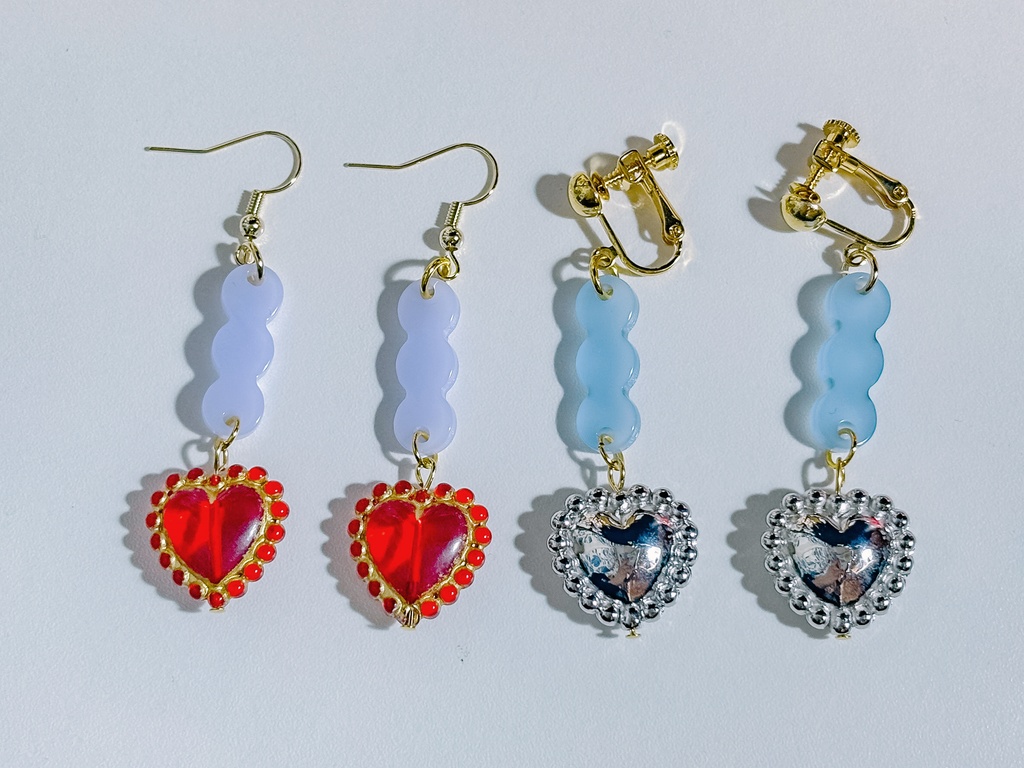 ドロップハートのイヤリング/ピアス