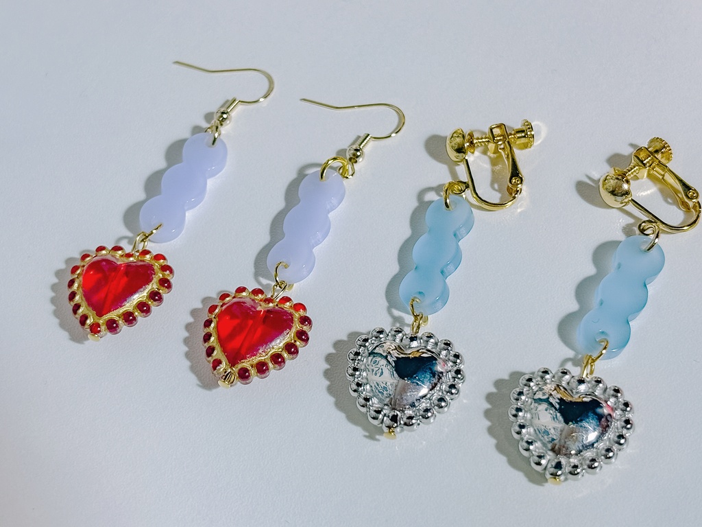 ドロップハートのイヤリング/ピアス