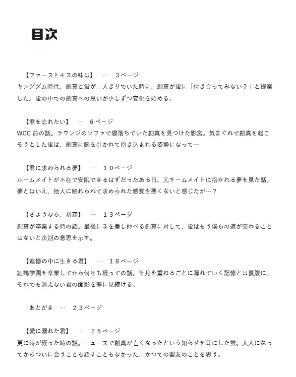 創蛍再録中心小説本