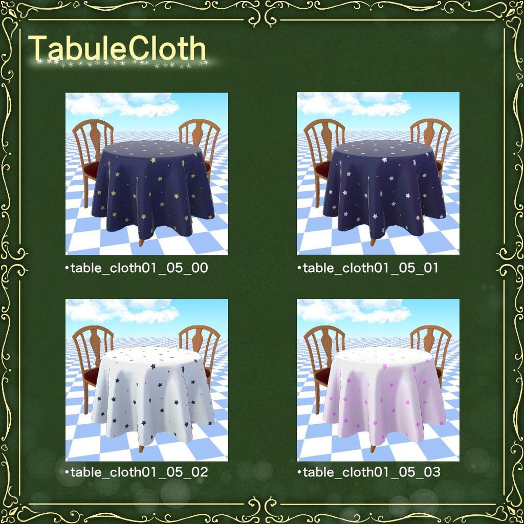 3DTable&Chair(テーブルと椅子 テーブルクロス付き)