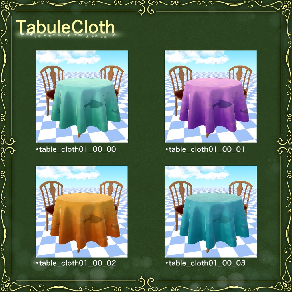 3DTable&Chair(テーブルと椅子 テーブルクロス付き)