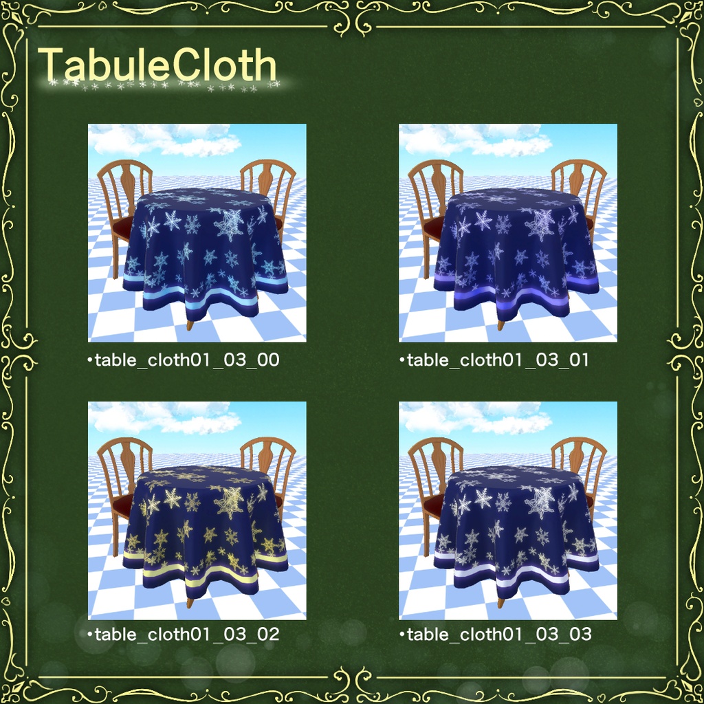 3DTable&Chair(テーブルと椅子 テーブルクロス付き)