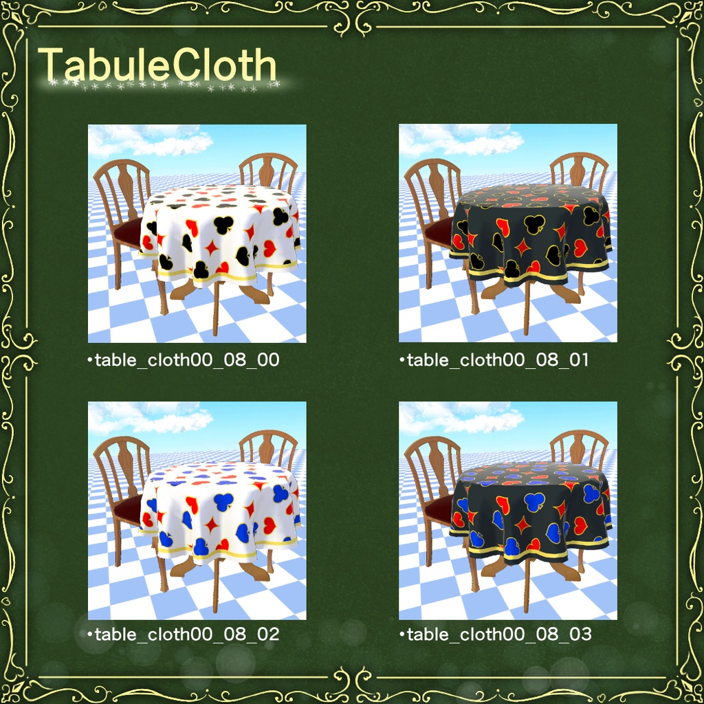 3DTable&Chair(テーブルと椅子 テーブルクロス付き)