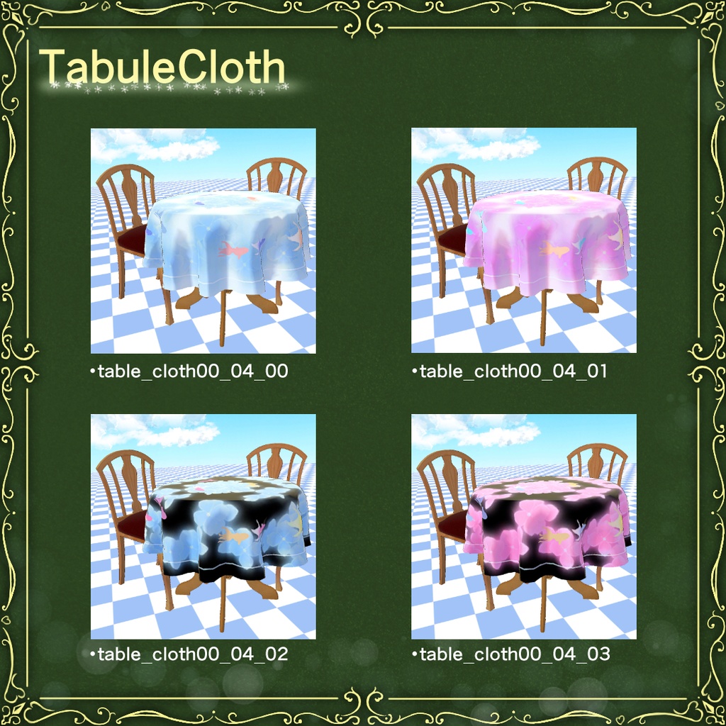 3DTable&Chair(テーブルと椅子 テーブルクロス付き)