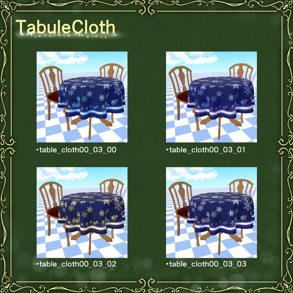 3DTable&Chair(テーブルと椅子 テーブルクロス付き)