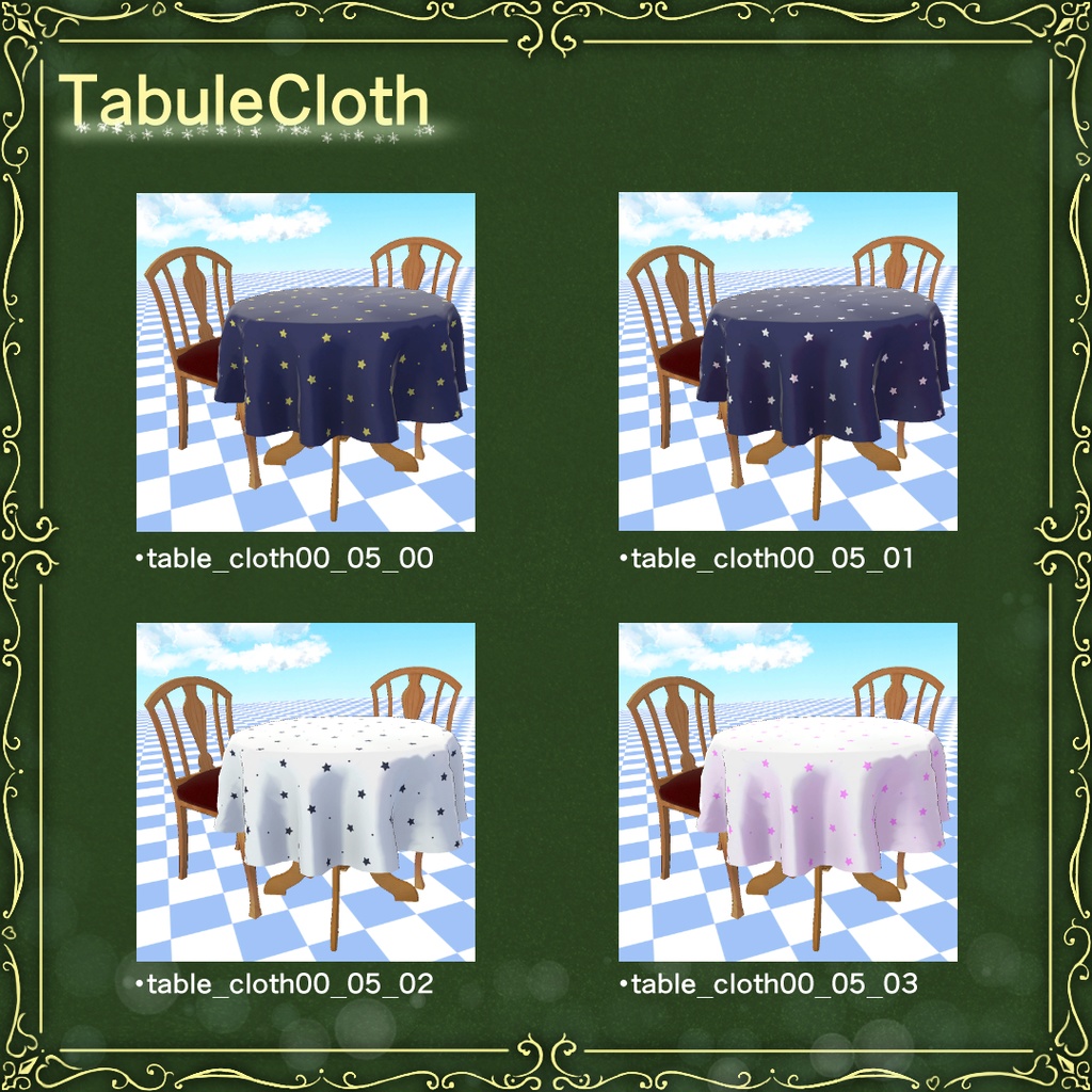 3DTable&Chair(テーブルと椅子 テーブルクロス付き)