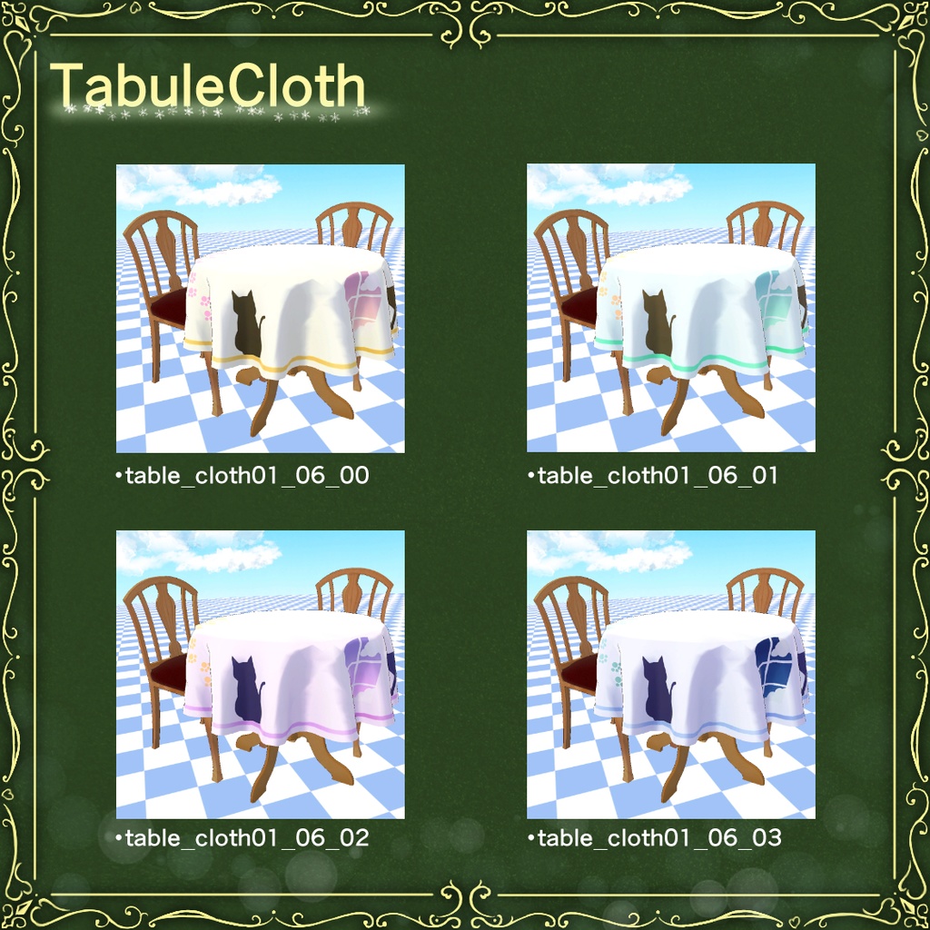 3DTable&Chair(テーブルと椅子 テーブルクロス付き)