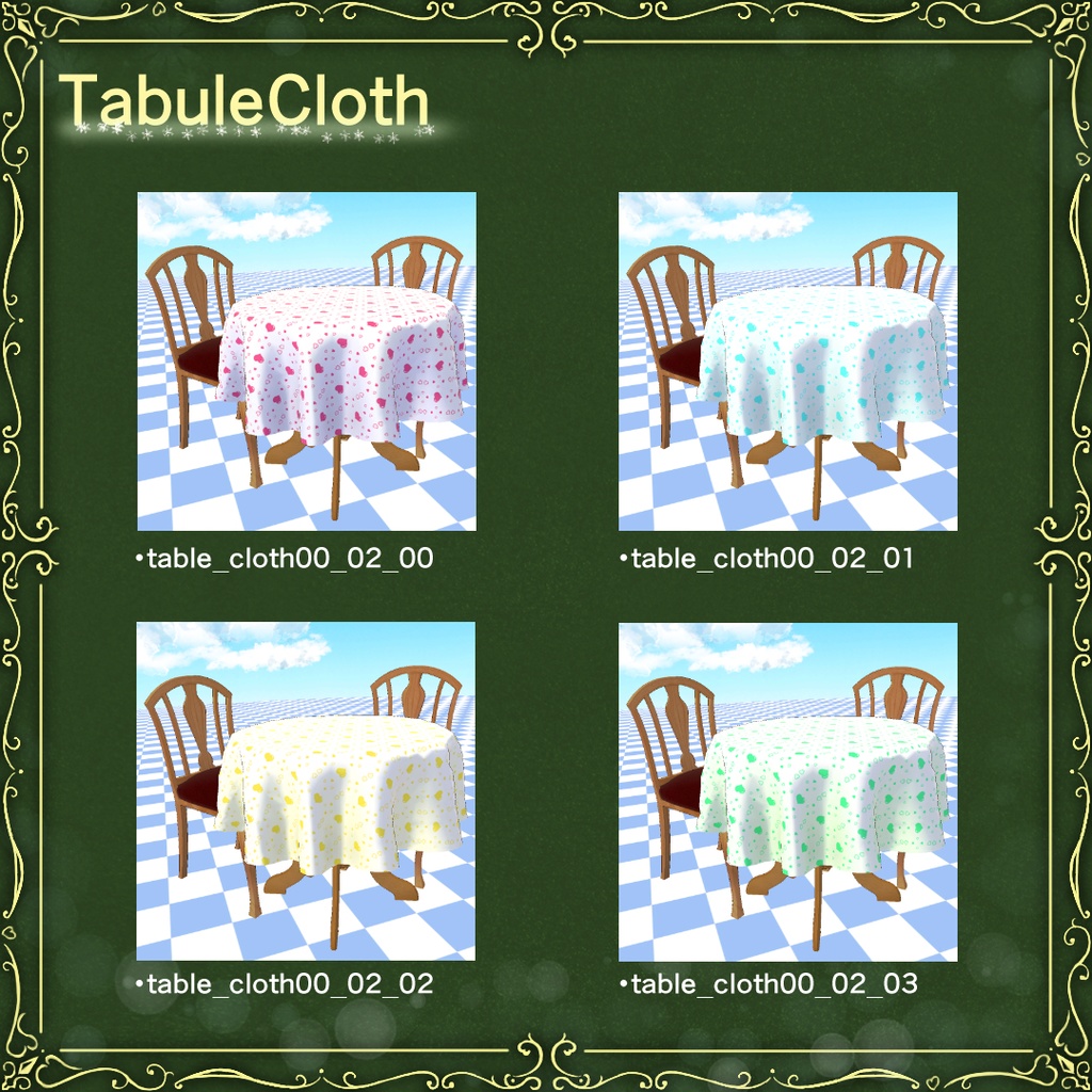 3DTable&Chair(テーブルと椅子 テーブルクロス付き)