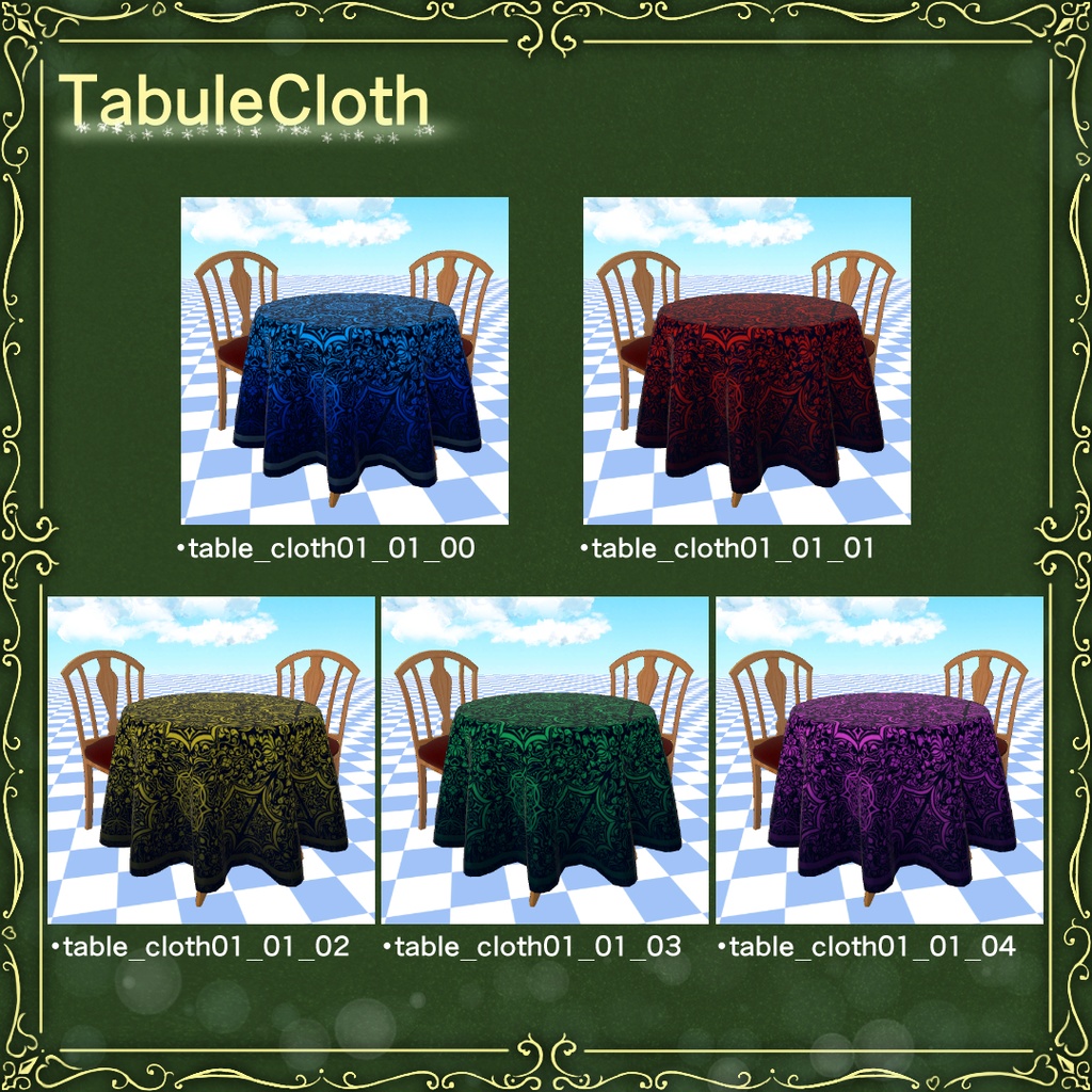 3DTable&Chair(テーブルと椅子 テーブルクロス付き)