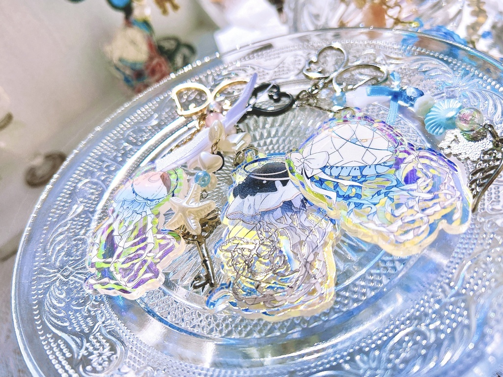クラゲビーズアクリルキーホルダー
