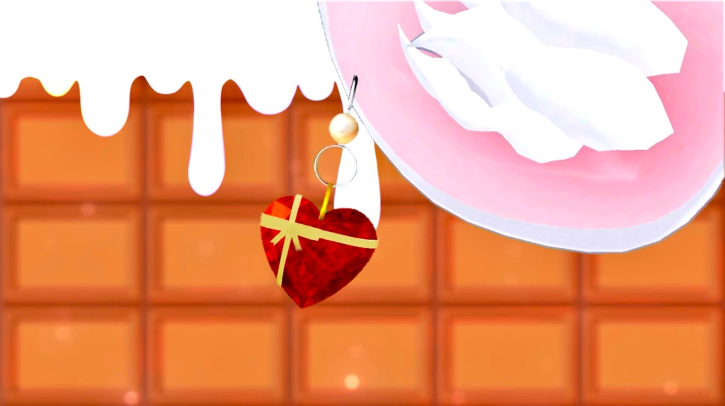 【VRC想定ピアス】heart Chocolate earring