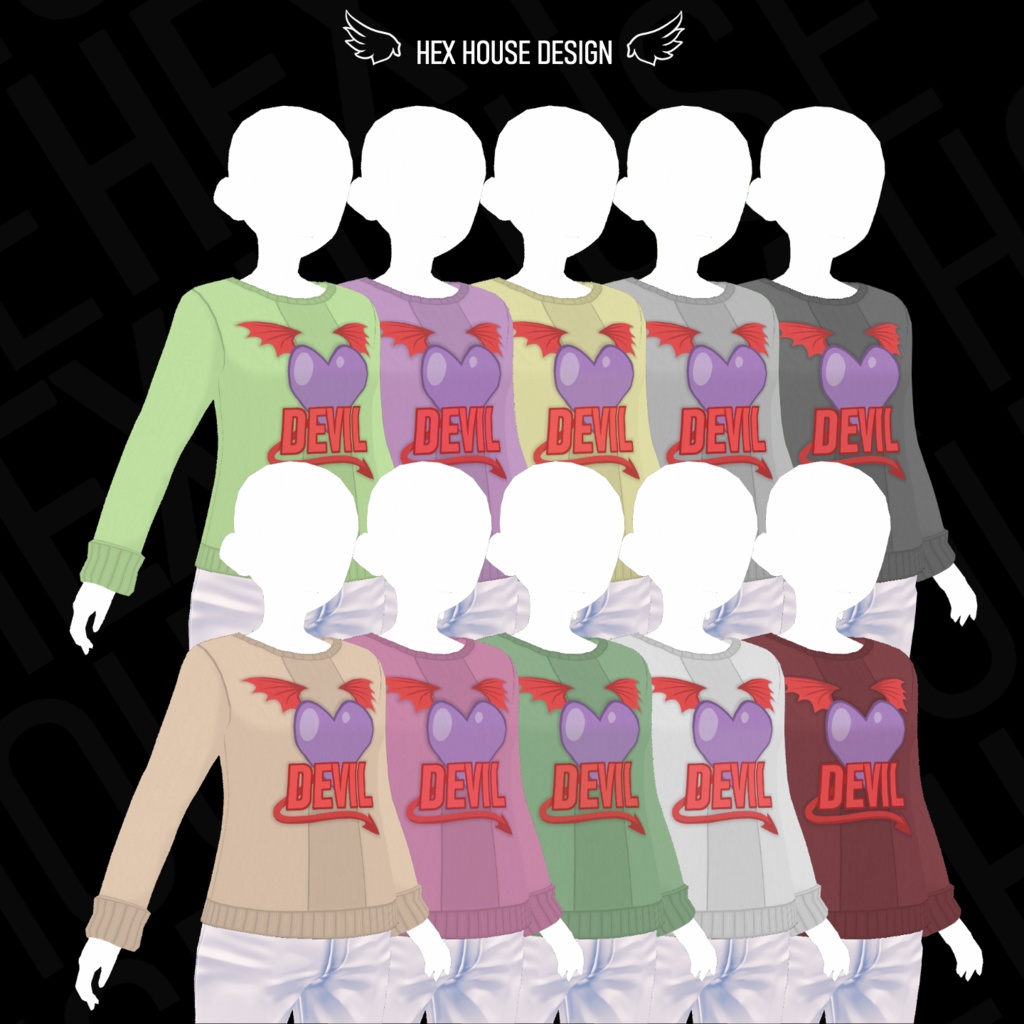 'DEVIL' Sweater (20 Colour Options) ||【悪魔】セーター