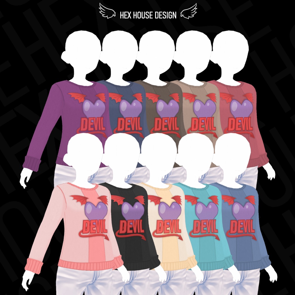 'DEVIL' Sweater (20 Colour Options) ||【悪魔】セーター