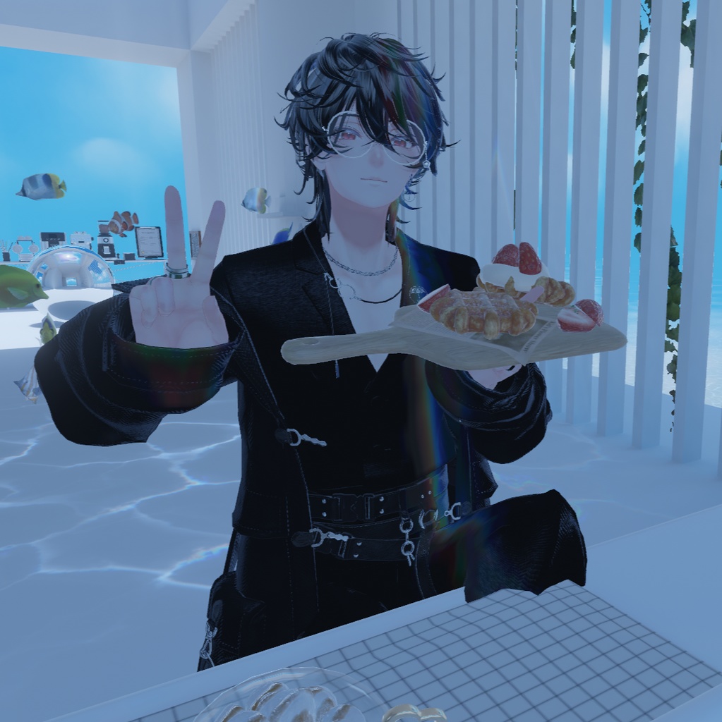 【斑霞対応】宝石付き丸メガネ