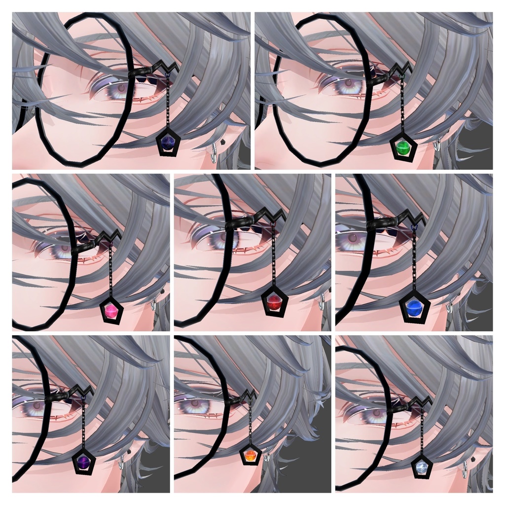 【斑霞対応】宝石付き丸メガネ